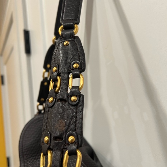 Cole Haan Dark Brown Leather Shoulder Bag With Gold Hardware. - Picture 8 of 13